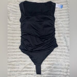 Popilush Shapewear Bluetag Ruched Square Neck Sculpting Thong Bodysuit • XXL